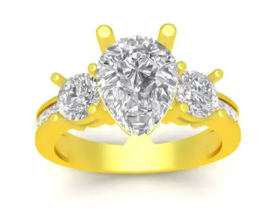 Emerald Pear Ring 3D Model 137a 3D print model