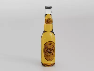 Beer Bottle Twin Lions Brand Low-poly 3D model