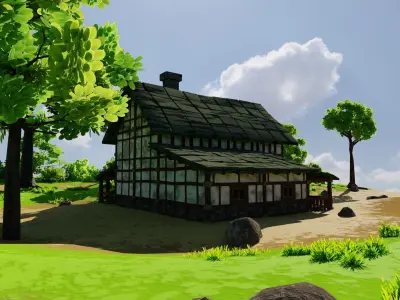 Medieval House 7 With Environment Low-poly 3D model