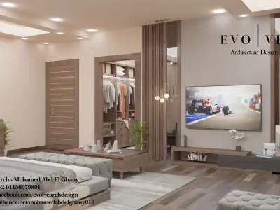 modern master bedroom interior by evolve Low-poly 3D model