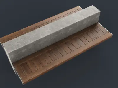 Modern Outdoor Bench 41 PBR Game Ready Low-poly 3D model