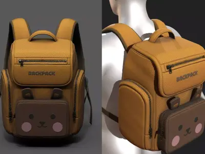 Backpack Camping color bag baggage pockets  Low-poly 3D model