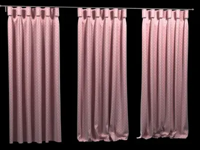 Goblet Heading pink kids Curtain 3D model