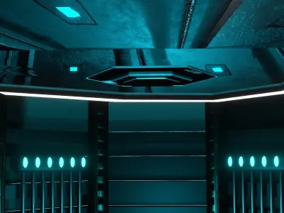 Dark light sci-fi room 3D model