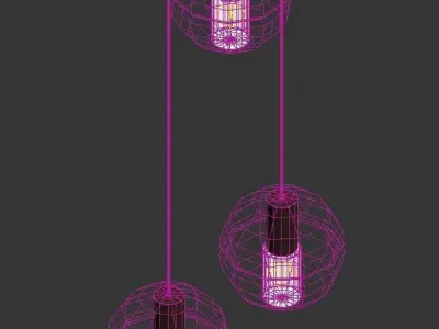 BOCCI three sphere pendant lights in chrome and glass 3D model