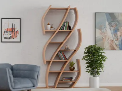 Curved Wooden Floor Self 3D model