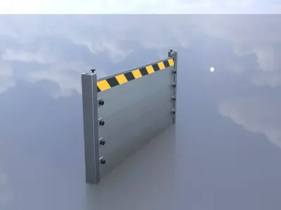 Aluminum Flood Protection Wall 1m x 2m Low-poly 3D model