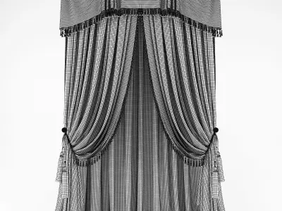 Curtains curtain with drapes and tassels Low-poly 3D model