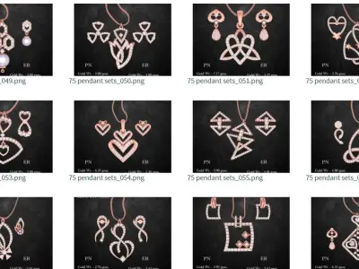 75  Italian High Jewelry Pendant earrings set 3D print model