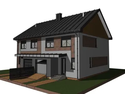 very different two flats double house 3d model for developer 3D model
