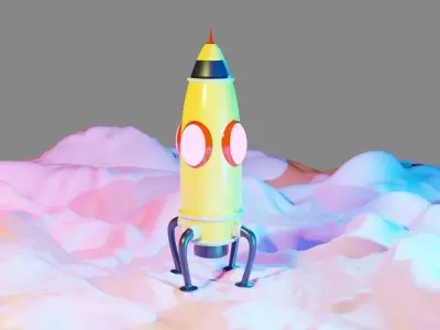 Cartoon Rocket  Low-poly 3D model