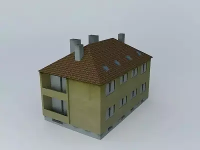 Small Building 4 Apartments Low-poly 3D model