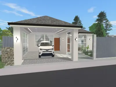 One Story 2 Bedroom House Design  3D model