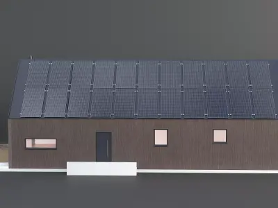 Modern House with Heat Pump and Solar System 3D model