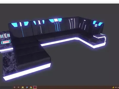 low poly couch with lights Low-poly 3D model