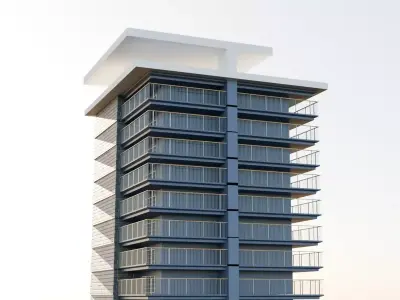  Modern Apartment Building 3D Model Low-poly 3D model