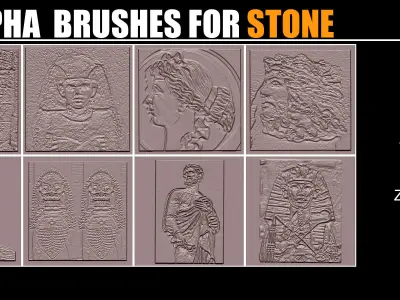 40 Real Alpha Stone Brushes-Vol 08 3D model