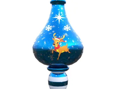Charming Reindeer Blue Holiday Bauble 3D Model PBR Lowpoly Low-poly 3D model