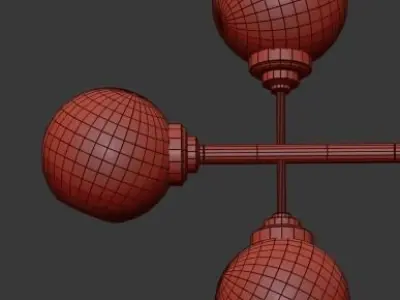 Glass Bubble Chandelier Brass 3D model