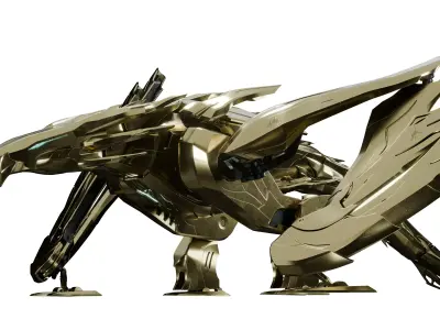 Golden Mecha Dragon 3D model