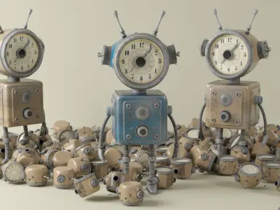 Old Alarm Robot Low-poly 3D model