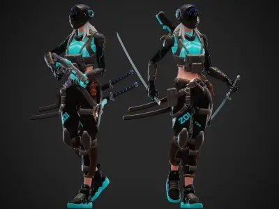 Cyberpunk Zoi Robot Low-poly 3D model