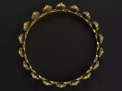 Royal Crown V2 - Golden Jewelry with Ruby Gemstones 3D model