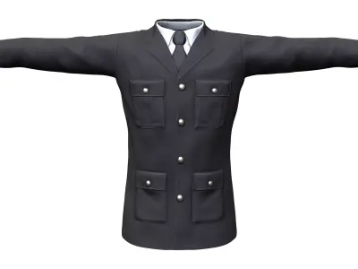 Men Formal Uniform Jacket With Shirt Low-poly 3D model