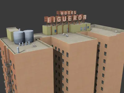 Figueroa Hotel Building Low-poly 3D model