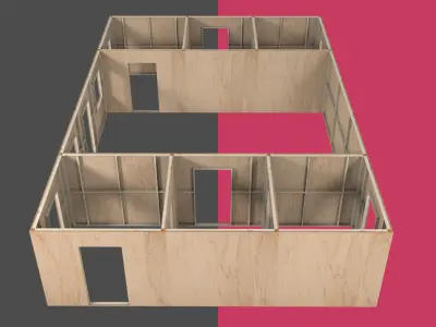 Modular Construction site partition walls for games Low-poly 3D model