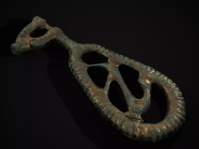 Brass Viking Key Low-poly 3D model