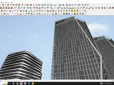 Shopping mall sketchup model with highrise skyscrapper 3D model
