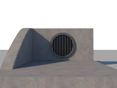 Sewers concrete floor with vent Low-poly 3D model