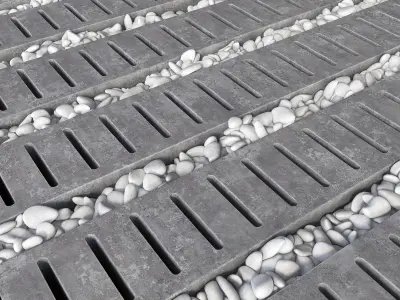 Paving road long plate pabble n3 3D model