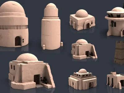 Star wars tatooine buldings LEGION 3D print model