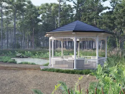 Modern A-Frame Cabin in Forest 3D model