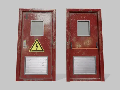 Laboratory door red Low-poly 3D model