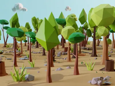 Tree and Trunk kitbash VOL 01 Low-poly 3D model