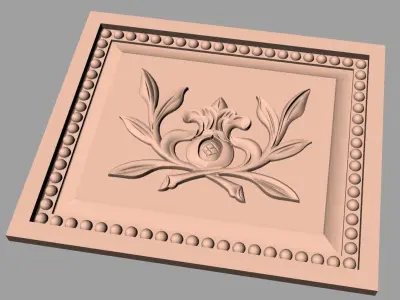 Bed door flower 3D relief STL model for CNC engraving E525 3D model