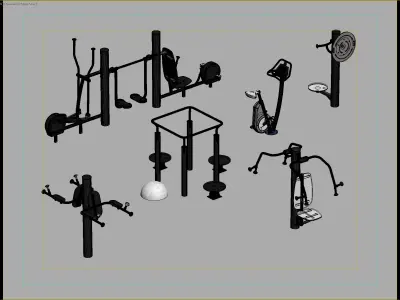 Comprehensive Outdoor Gym Equipment Set 3D model