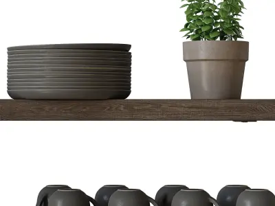 Shelf with dishes 3D model