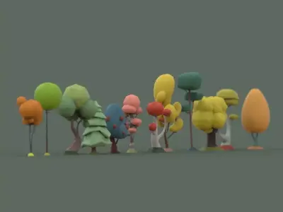 Low Poly tree collection Low-poly 3D model