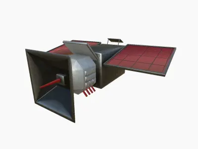 Satellite E04 Steel Red - SciFi Space Design Low-poly 3D model