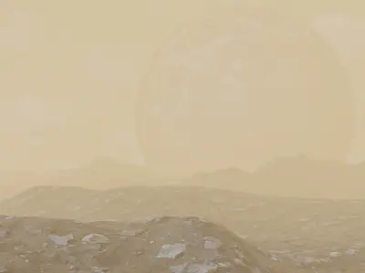 Mars Landscape with Earth and UFO include all assets   3D model