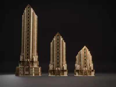 FANTASY ART DECO ARCHITECTURE CLASSIC 02 Low-poly 3D model