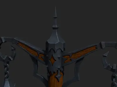 Stylized Lamp post with 5 lights Low-poly 3D model