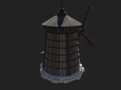 MEDIEVAL MILL WINDMILL WATERMILL FANTASY BUILDING COLLECTION Low-poly 3D model