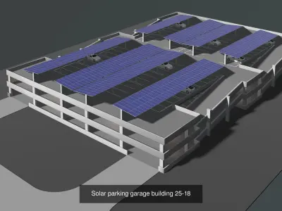 Solar parking garage buildings 3D Model Pack