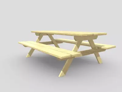 Picnic Light Wood Low-poly 3D model