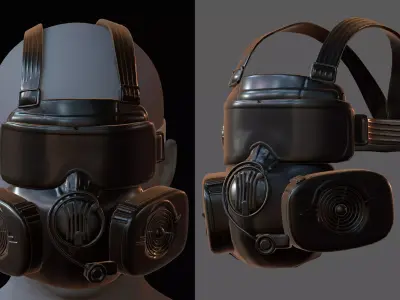 Gas mask helmet 3d model scifi Low-poly  Low-poly 3D model 323